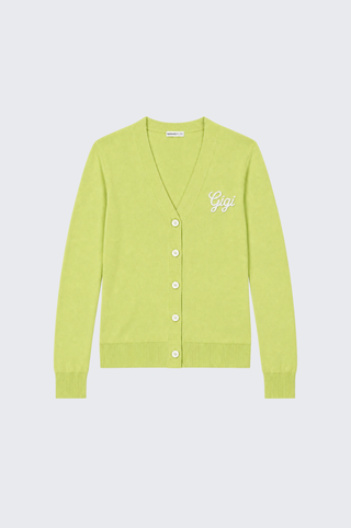 Cotton Cashmere "Gigi" Embroidery V Neck Cardigan