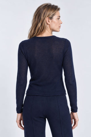 Sheer Luxury Cashmere Cardigan with Rolled Trims