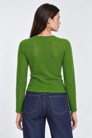 Sheer Luxury Cashmere Cardigan with Rolled Trims