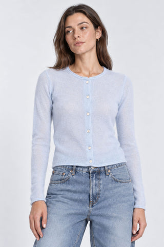Sheer Luxury Cashmere Cardigan with Rolled Trims