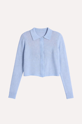 Sheer Luxury Cashmere Cropped Collared Cardigan