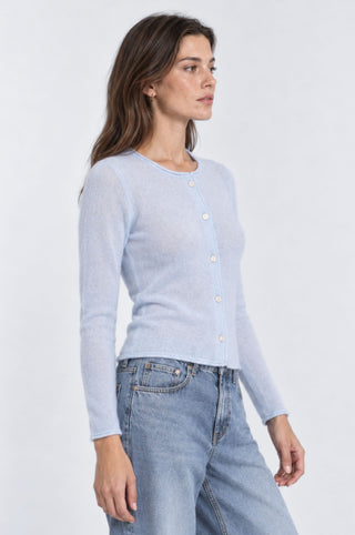 Sheer Luxury Cashmere Cardigan with Rolled Trims