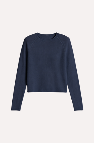 Sheer Luxury Cashmere Raglan Crew With Rolled Trims