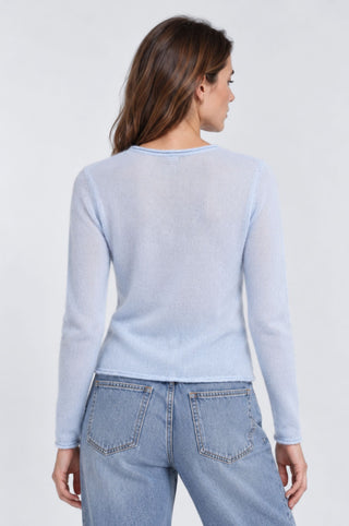 Sheer Luxury Cashmere Cardigan with Rolled Trims