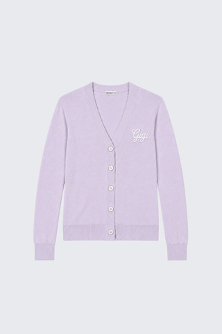 Cotton Cashmere "Gigi" Embroidery V Neck Cardigan