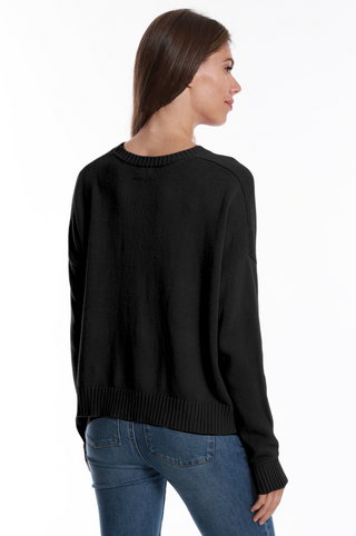 Cotton Cashmere Boxy Crew Neck Top