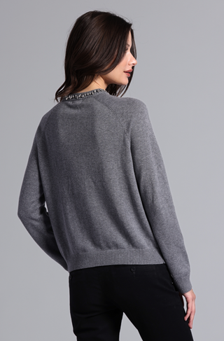 Cotton Cashmere Raglan Crew Jewel Neck