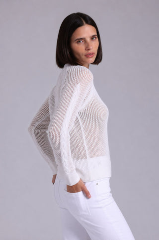 Long Sleeve Mixed Cable Stitch Crew