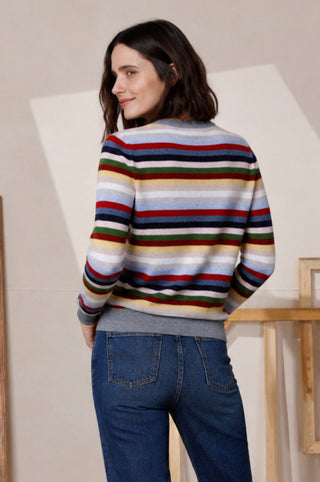 Cashmere Long Sleeve Striped Crew Neck