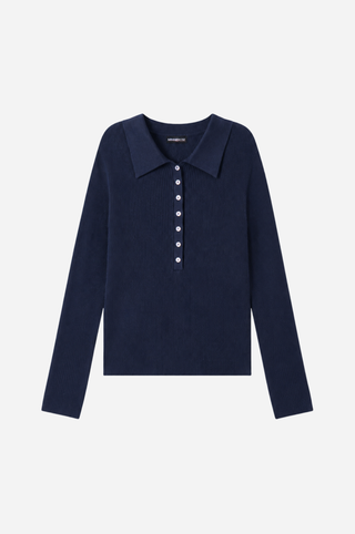 Viscose Ribbed Collared Henley
