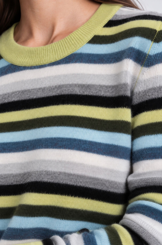 Cashmere Long Sleeve Striped Crew Neck