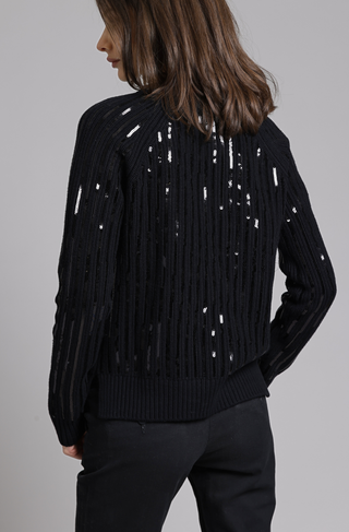 Cotton Cashmere Sequin Shaker Crew