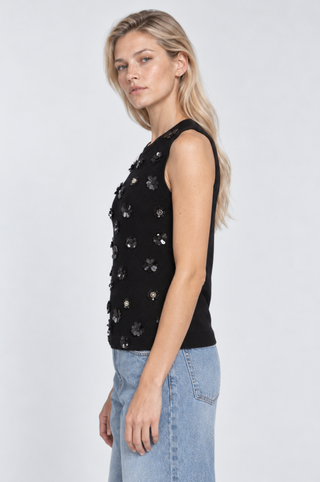 Viscose Shell With Floral Sequin Applique