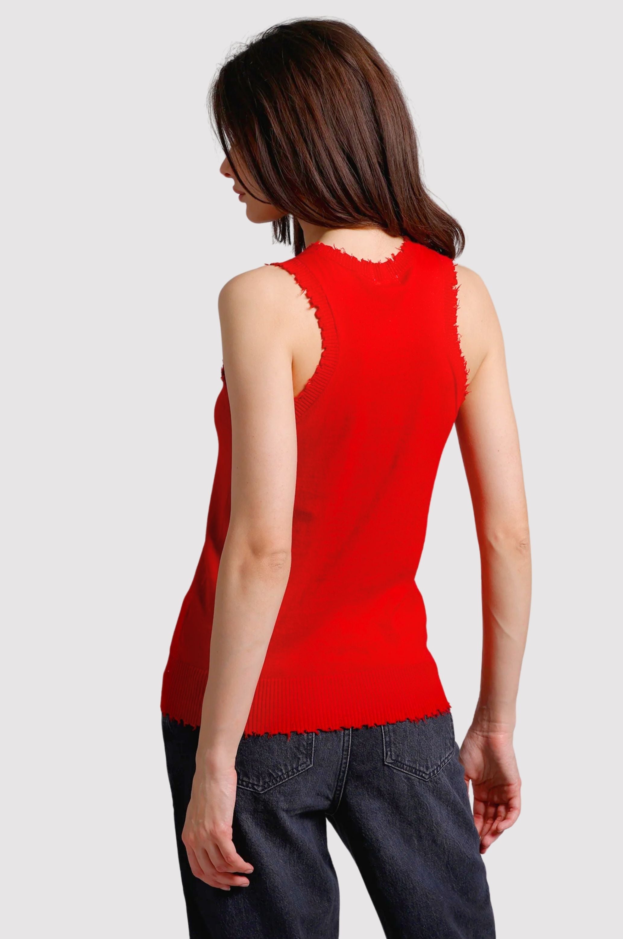 Cotton Cashmere Frayed Tank
