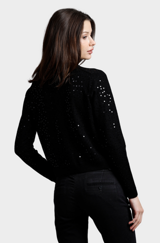 Viscose Sequin Cropped Crew Cardigan