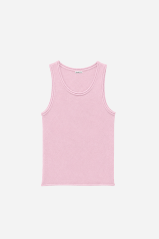 Sheer Luxury Cashmere Crew Neck Tank with Rolled Edges