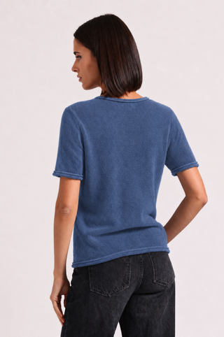 Sheer Luxury Cashmere Short Sleeve Tee with Rolled Trims
