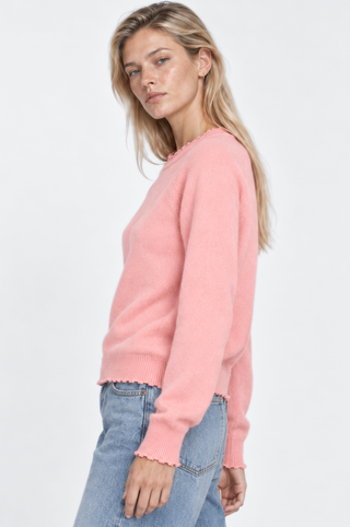 Cotton Cashmere Frayed Edge Crew
