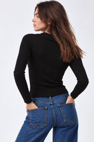 Viscose Ribbed Collared Henley