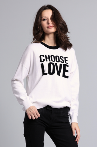 Cotton Cashmere CHOOSE LOVE Long Sleeve Crew