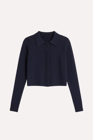 Sheer Luxury Cashmere Cropped Collared Cardigan