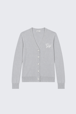 Cotton Cashmere "Gigi" Embroidery V Neck Cardigan