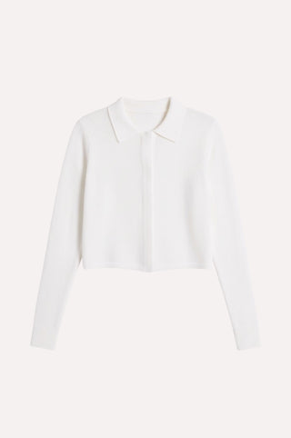 Sheer Luxury Cashmere Cropped Collared Cardigan