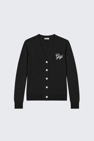 Cotton Cashmere "Gigi" Embroidery V Neck Cardigan