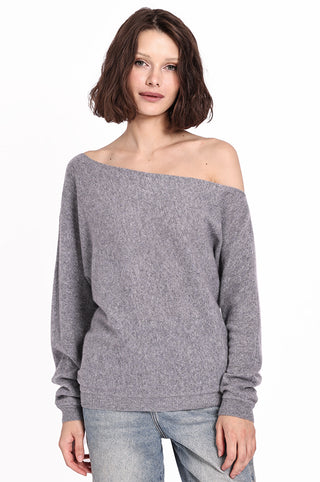 Cashmere Off the Shoulder Top - Grey Shadow