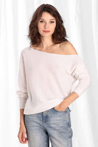 Cashmere Off The Shoulder Top - White