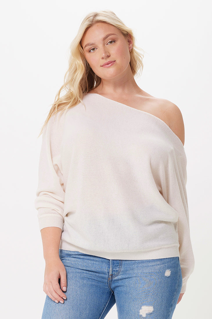 Plus size white 2025 off the shoulder sweater