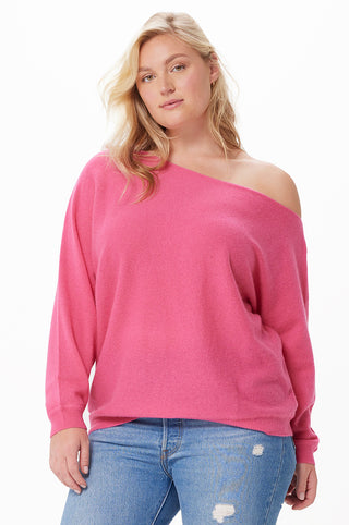 Plus Size Cashmere Off the Shoulder Sweater- azalea