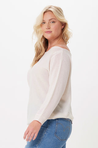 Plus Size Cashmere Off the Shoulder Sweater- white