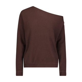 Cashmere Off the Shoulder Top - Chocolate