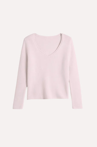 Sheer Luxury Cashmere 3/4 Sleeve V Neck