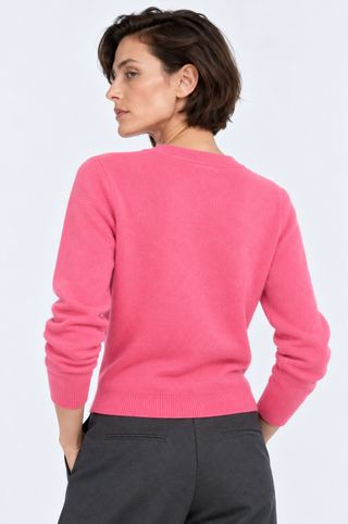 Cotton Cashmere "Mimi" Embroidered V Neck Cardigan