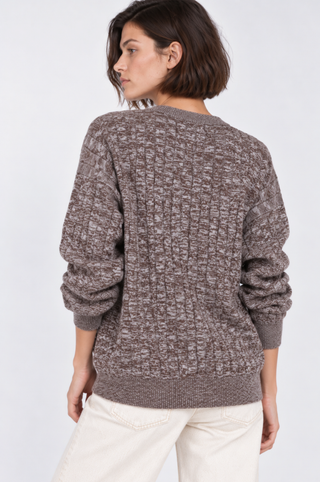 Cotton Oversized Marled Cable Cardigan