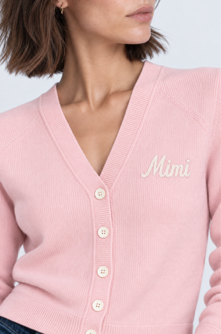 Cotton Cashmere "Mimi" Embroidered V Neck Cardigan