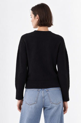 Cotton Boucle V Neck Cardigan