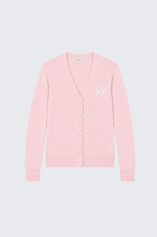 Cotton Cashmere "Gigi" Embroidery V Neck Cardigan