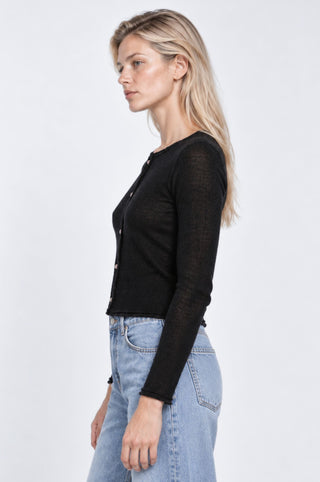 Sheer Luxury Cashmere Cardigan with Rolled Trims