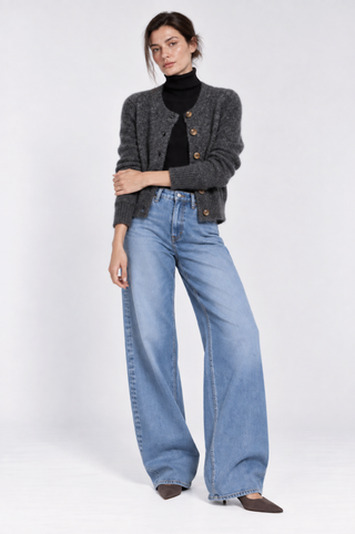 Cashmere Silk Marled Relaxed Crew Cardigan