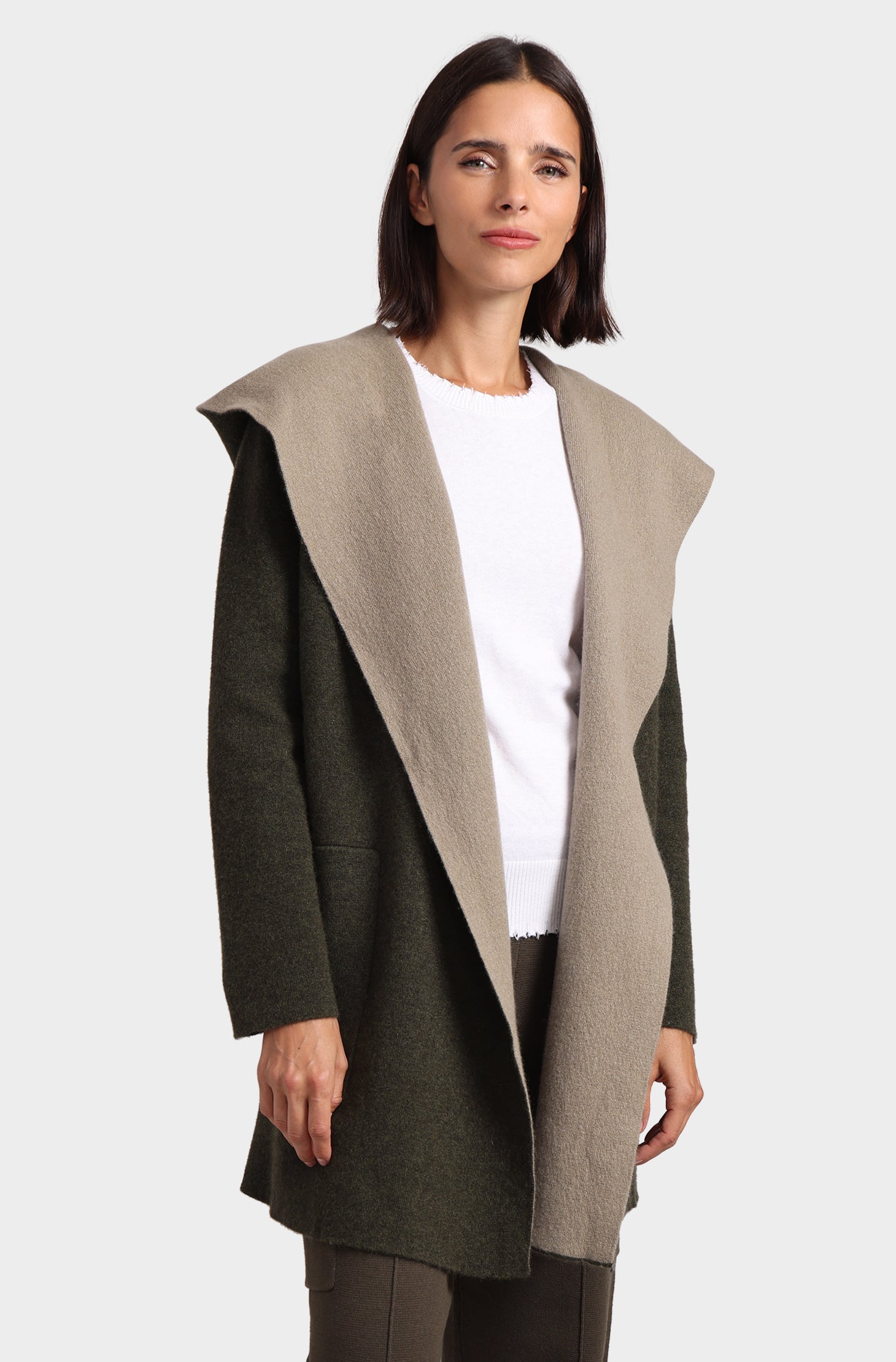 Coat hooded cashmere wool buy small