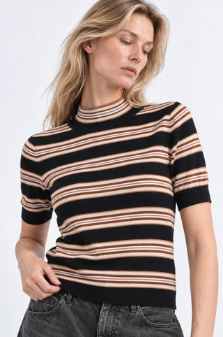 Striped Short Sleeve Mock
