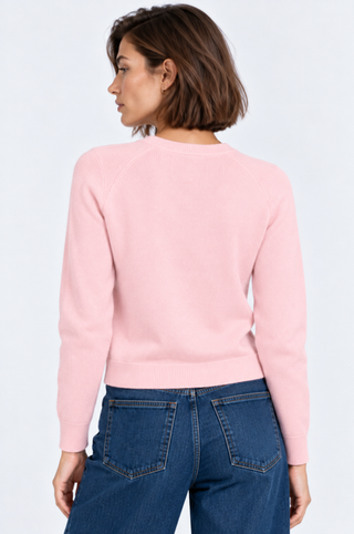 Cotton Cashmere "Mimi" Embroidered V Neck Cardigan