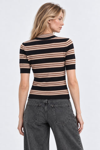 Striped Short Sleeve Mock