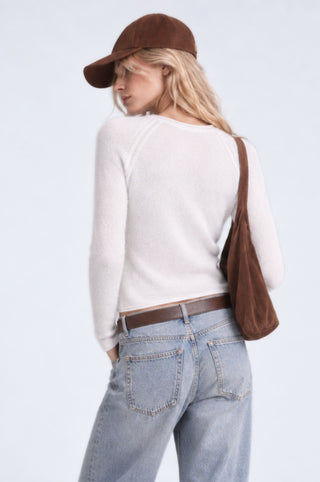 Sheer Luxury Cashmere Raglan Crew with Rolled Trims