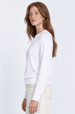 Cotton Cashmere Frayed Edge Crew