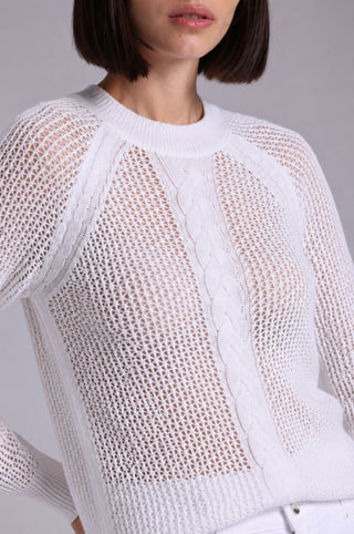 Long Sleeve Mixed Cable Stitch Crew