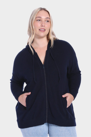 Plus Size Cotton Cashmere Oversized Zip Hoodie Minnie Rose